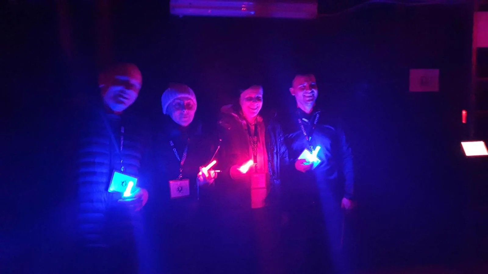 Team with glow sticks